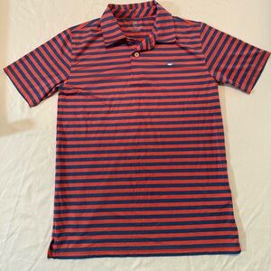 Southern Tide Red and Blue Striped Polo